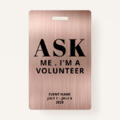 Frag Me Rose Gold Volunteer Ausweis (Vorderseite)
