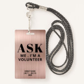 Frag Me Rose Gold Volunteer Ausweis (Rückseite mit Schlüsselband)
