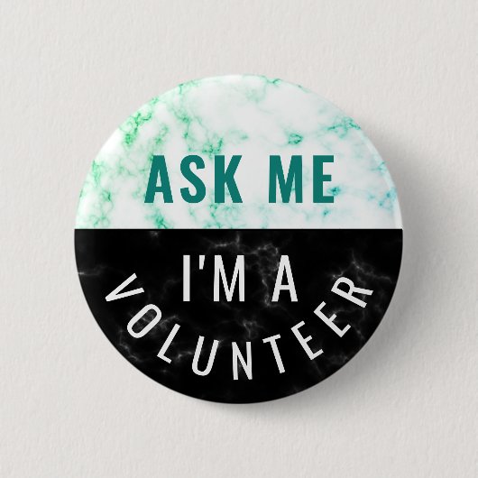 Frag me Volunteer Marble Aquamarin Black Button (Vorderseite)