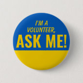 Frag Me Yellow Blue Ukraine Volunteer Abzeichen Pi Button (Vorderseite)