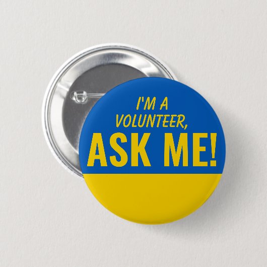 Frag Me Yellow Blue Ukraine Volunteer Abzeichen Pi Button (Vorne & Hinten)