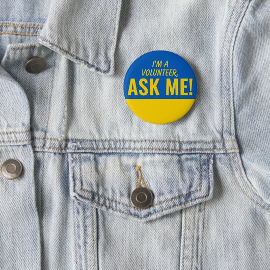 Frag Me Yellow Blue Ukraine Volunteer Abzeichen Pi Button (Beispiel)