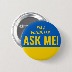 Frag Me Yellow Blue Ukraine Volunteer Abzeichen Pi Button