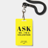 Frag Me Yellow Volunteer Ausweis (Vorderseite mit Lanyard)