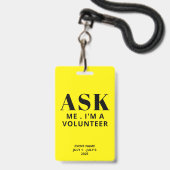 Frag Me Yellow Volunteer Ausweis (Rückseite mit Lanyard)