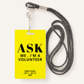 Frag Me Yellow Volunteer Ausweis (Rückseite mit Schlüsselband)