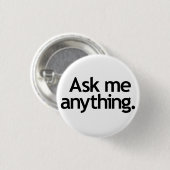 Frag mich alles. Schwarze Schrift Button (Vorne & Hinten)