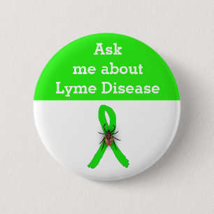 Frag mich nach Lyme-Borreliose Schleifenknopf Button