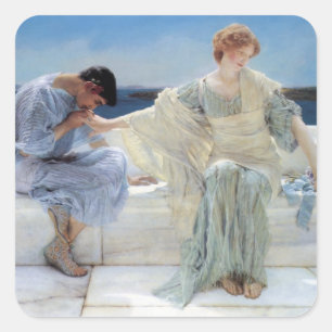 Frag mich nicht mehr von Sir Lawrence Alma Tadema Quadratischer Aufkleber