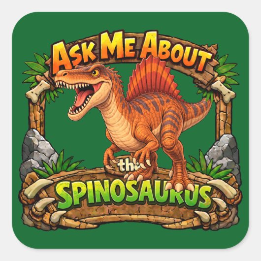 Frag mich über den Spinosaurus | 3 Zoll Aufkleber (Vorderseite)