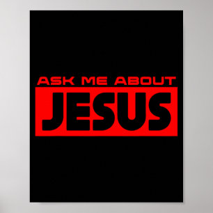 Frag mich über Jesus Christlicher Glaube Evangeliu Poster