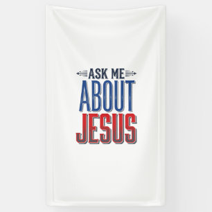 Frag mich über Jesus Vintage-Christen-Shirt-Design Banner