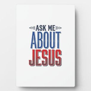 Frag mich über Jesus Vintage-Christen-Shirt-Design Fotoplatte