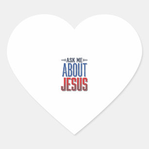 Frag mich über Jesus Vintage-Christen-Shirt-Design Herz-Aufkleber