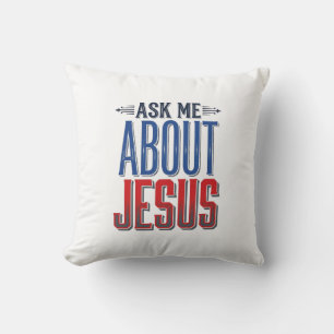 Frag mich über Jesus Vintage-Christen-Shirt-Design Kissen