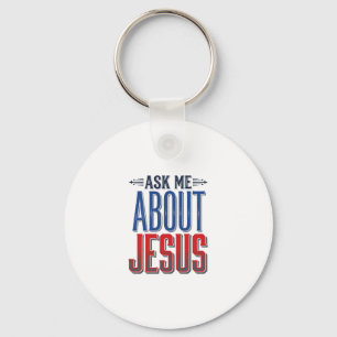 Frag mich über Jesus Vintage-Christen-Shirt-Design Schlüsselanhänger
