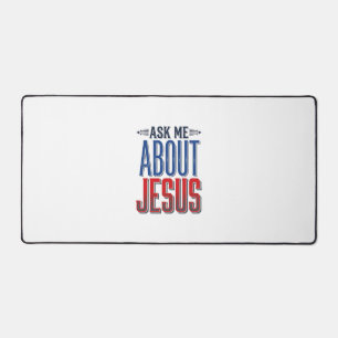 Frag mich über Jesus Vintage-Christen-Shirt-Design Schreibtischunterlage
