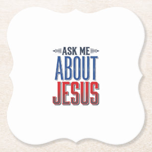 Frag mich über Jesus Vintage-Christen-Shirt-Design Untersetzer