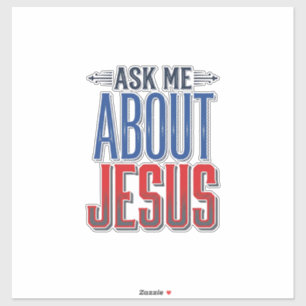 Frag mich über Jesus Vintage-Christliches-Shirt-De Aufkleber