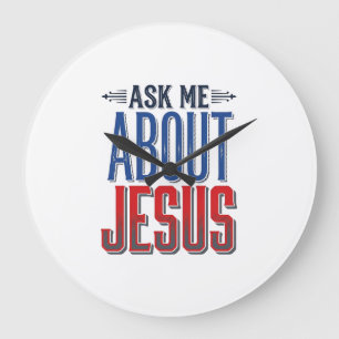 Frag mich über Jesus Vintage-Christliches-Shirt-De Große Wanduhr