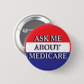 Frag mich über Medicare Rot Weiß Blau Button (Vorne & Hinten)