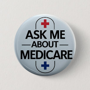 Frag mich über Medicare Rot Weiß Blau Button