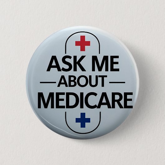 Frag mich über Medicare Rot Weiß Blau Button (Vorderseite)