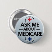 Frag mich über Medicare Rot Weiß Blau Button (Vorne & Hinten)