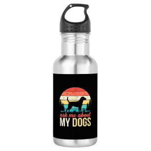 Frag mich über meine Hunde Retro-Sonnenuntergang_1 Edelstahlflasche