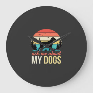 Frag mich über meine Hunde Retro-Sonnenuntergang_1 Große Wanduhr