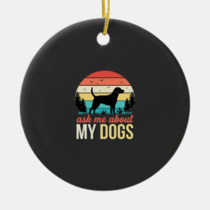 Frag mich über meine Hunde Retro-Sonnenuntergang_1 Keramik Ornament