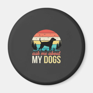 Frag mich über meine Hunde Retro-Sonnenuntergang_1 Magnet