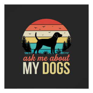 Frag mich über meine Hunde Retro-Sonnenuntergang_1 Poster
