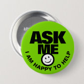 Frag mir, dass ich mich freue, den grünen schwarze button (Vorne & Hinten)