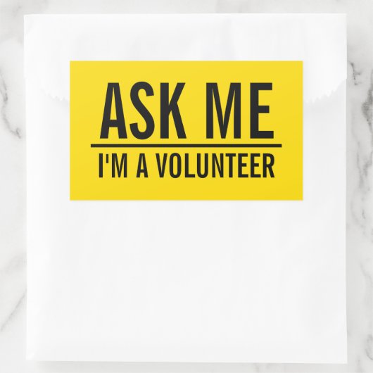 Frag mir | Gelbes Abzeichen Rechteckiger Aufkleber (Tasche)