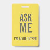 Frag mir Gelbgrau Ich bin Freiwilliger Ausweis (Rückseite)
