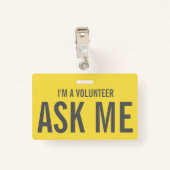 Frag mir Gelbgrau Ich bin Freiwilliger Ausweis (Rückseite mit Klammer)