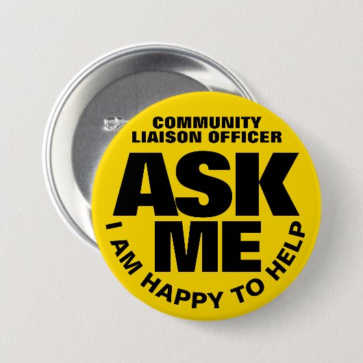 Frag mir Ich bin froh, gelben schwarzen Brauch zu Button (Vorne & Hinten)