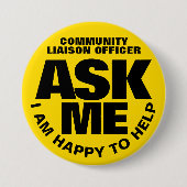 Frag mir Ich bin froh, gelben schwarzen Brauch zu  Button (Vorderseite)