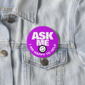 Frag mir Ich helfe gerne lila Button (Beispiel)