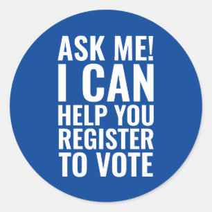 Frag mir Ich kann Ihnen helfen, sich zu registrier Runder Aufkleber