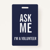 Frag mir Navy Blue White Ich bin Freiwilliger Ausweis (Rückseite)