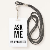 Frag mir Schwarz-weiß, ich bin Freiwilliger Ausweis (Rückseite mit Schlüsselband)