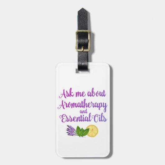 Frag mir über Aromatherapie Essential Oils Busines Gepäckanhänger (Vorderseite vertikal)