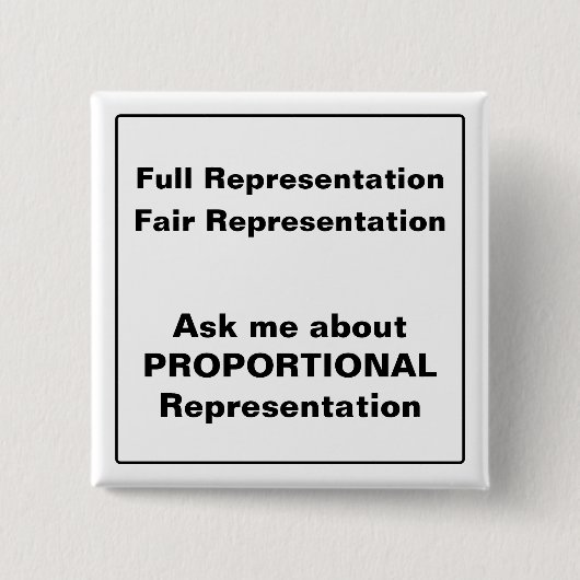 Frag mir über das proportionale Repräsentationsqua Button (Vorderseite)