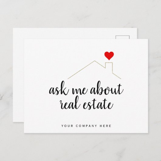 Frag mir über echtes Anwesen Marketing Realty Postkarte (Vorne/Hinten)