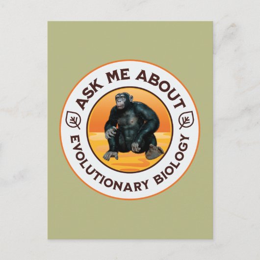 Frag mir über Evolutionsbiologie Chimpanzee Ape Postkarte (Vorderseite)