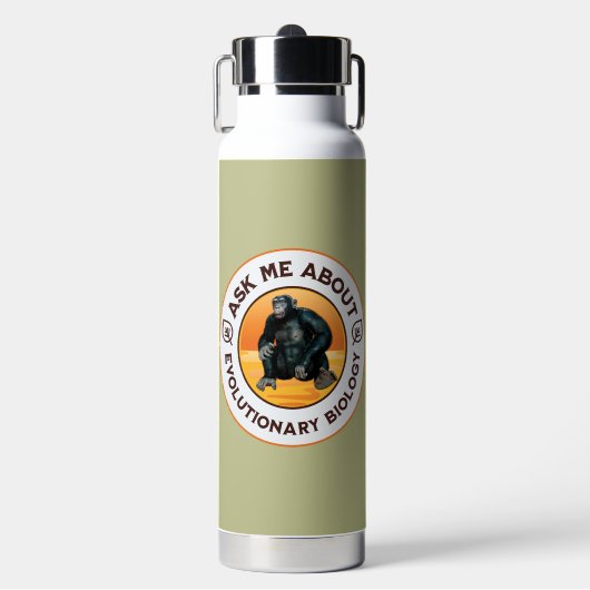Frag mir über Evolutionsbiologie Chimpanzee Ape Trinkflasche (Vorderseite)