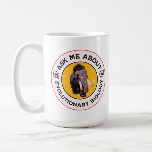 Frag mir über Evolutionsbiologie Wooly Mammoth Kaffeetasse (Links)