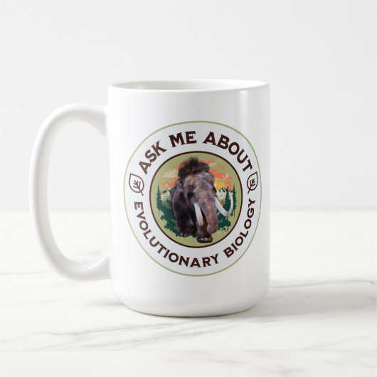 Frag mir über Evolutionsbiologie Wooly Mammoth Kaffeetasse (Links)